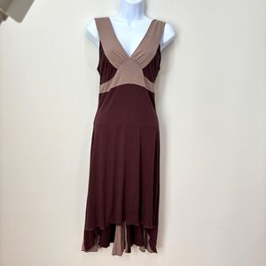 Y2K Guess Midi Dress Women M Brown Babydoll Knit Stretch Coquette 90s Rave